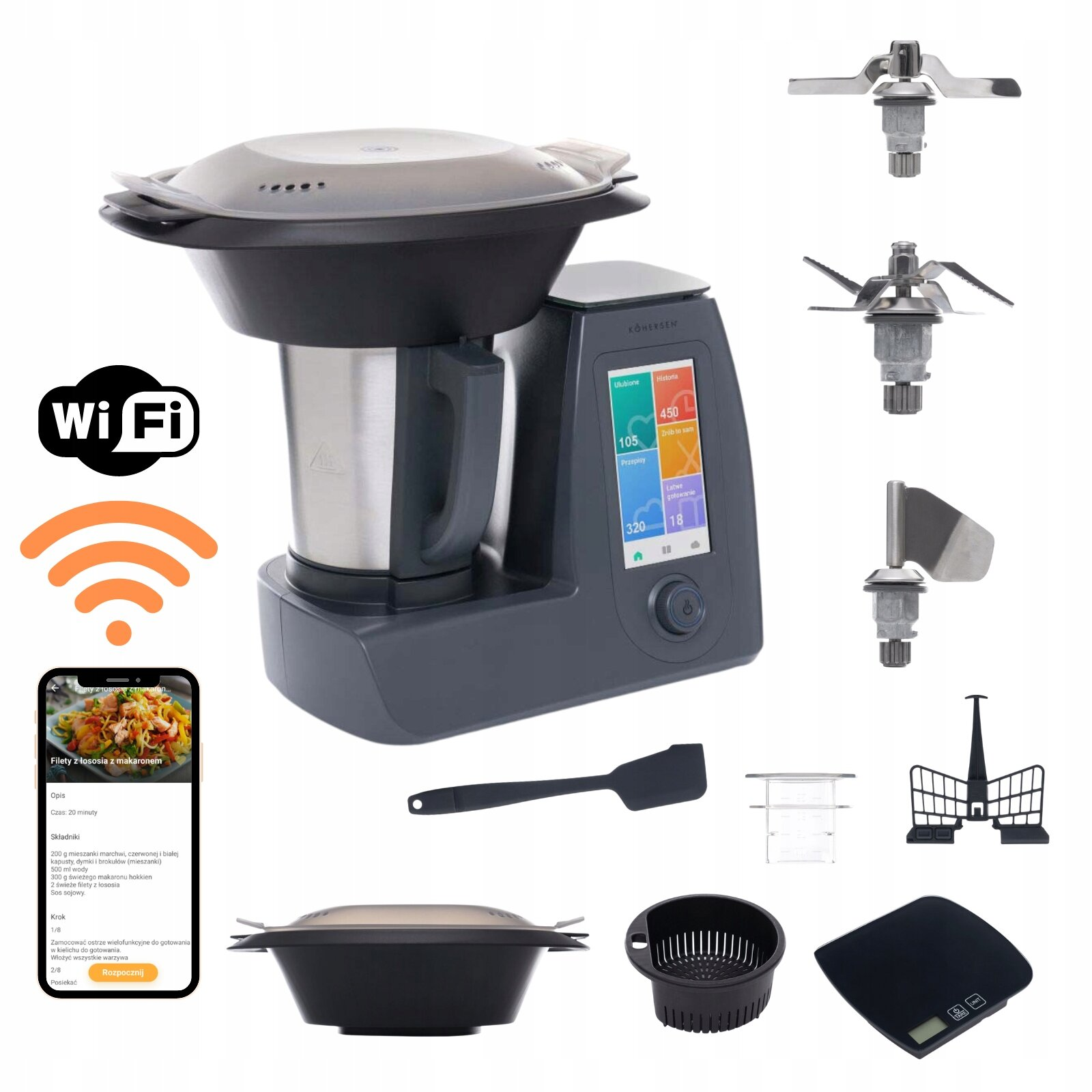 Wielofunkcyjny robot z funkcją gotowania KOHERSEN CY021 szary