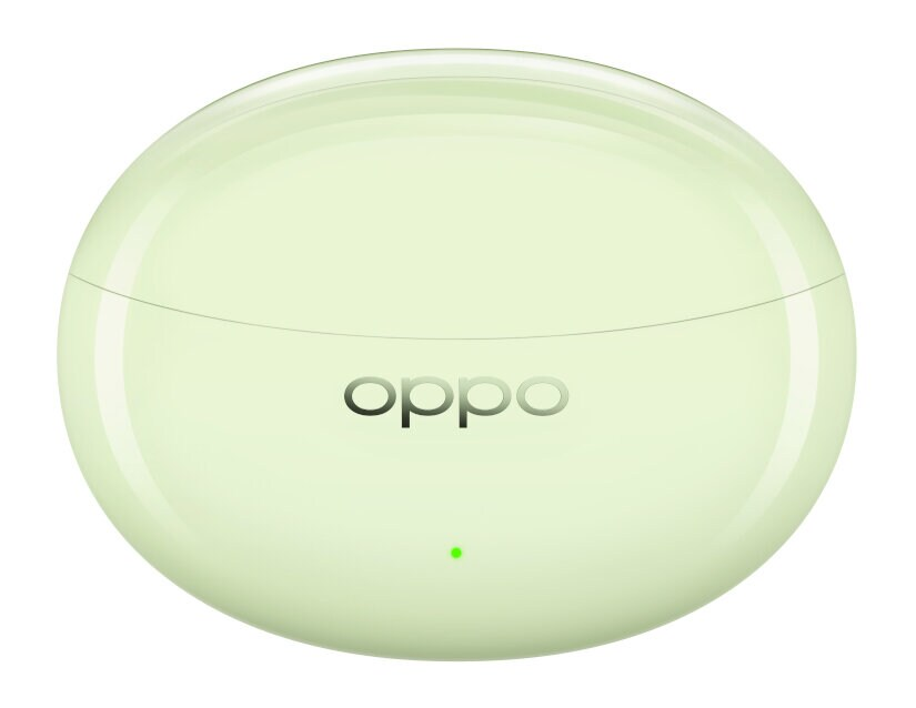 Etui ładujące słuchawki, jasnozielony kolor, z marką OPPO.
