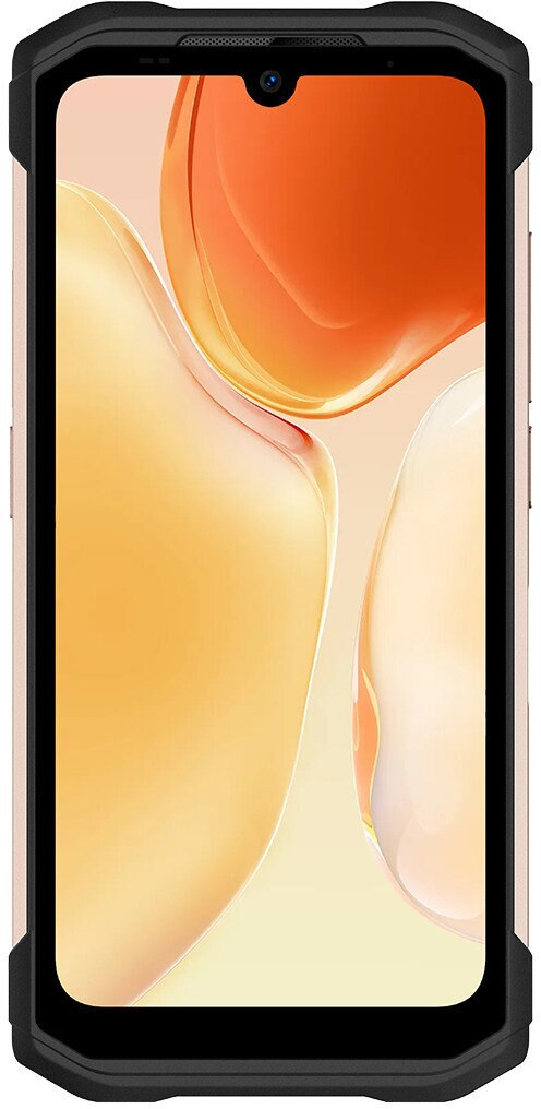 Smartfon z dużym ekranem, w etui ochronnym.