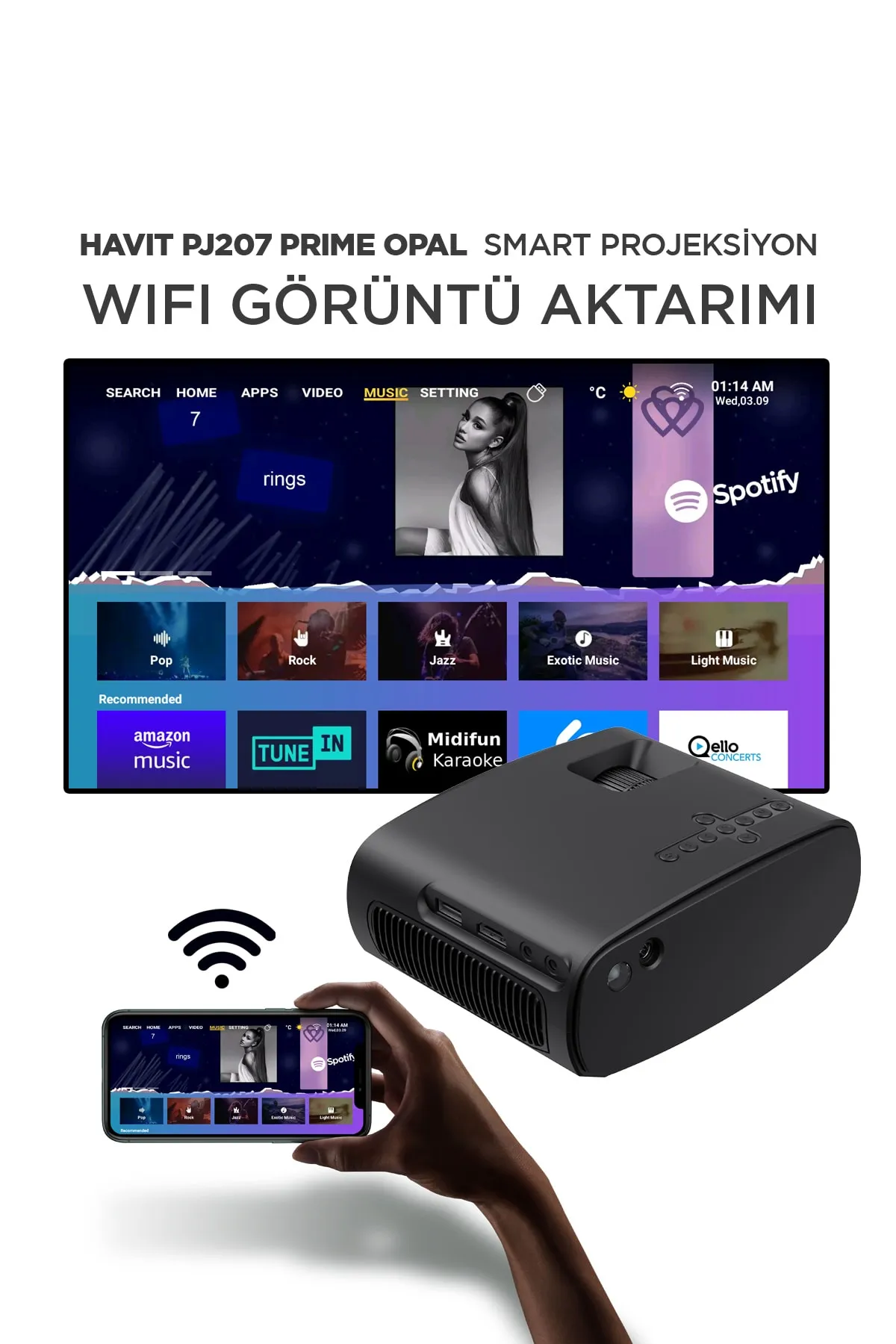 HAVIT PJ207 Prime Opal Projeksiyon Cihazı Siyah