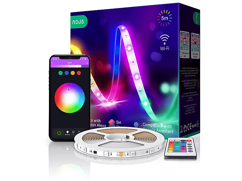 Taśma LED NOUS F1 WIFI SMD5050 5M RGB Kolorowa + pilot Tuya