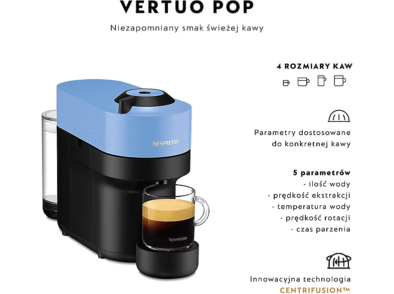 Ekspres DELONGHI Nespresso Vertuo Pop ENV90.A Niebieski – zdjęcie 3