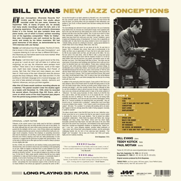 Evans CONCEPTIONS - - NEW JAZZ (Vinyl) Bill