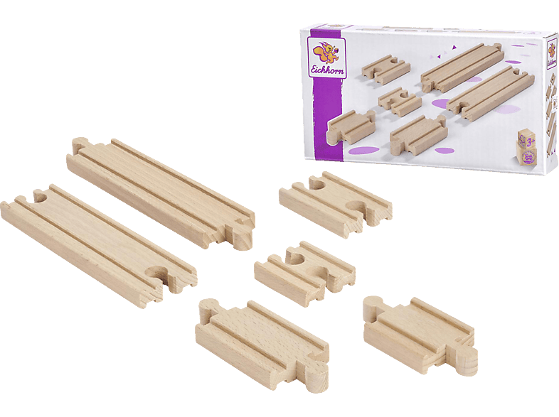EICHHORN Bahn-Ausgleichsschienen Naurfarben Holzspielzeugset