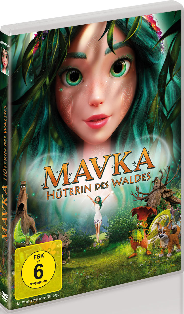 DVD-Hülle mit einer Cartoon-Illustration einer Frau mit grünen Haaren und Waldtieren.