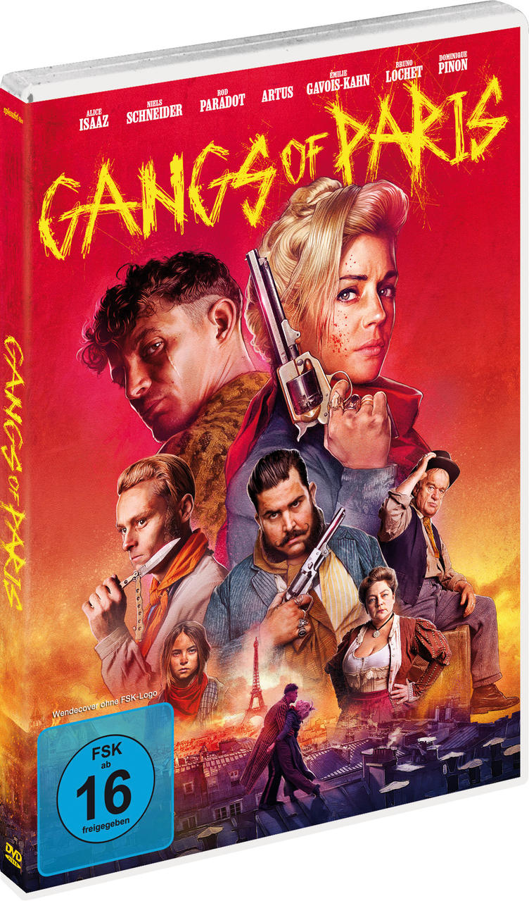 DVD-Hülle von 'Gangs of Paris' mit Schauspielern und rotem Hintergrund.