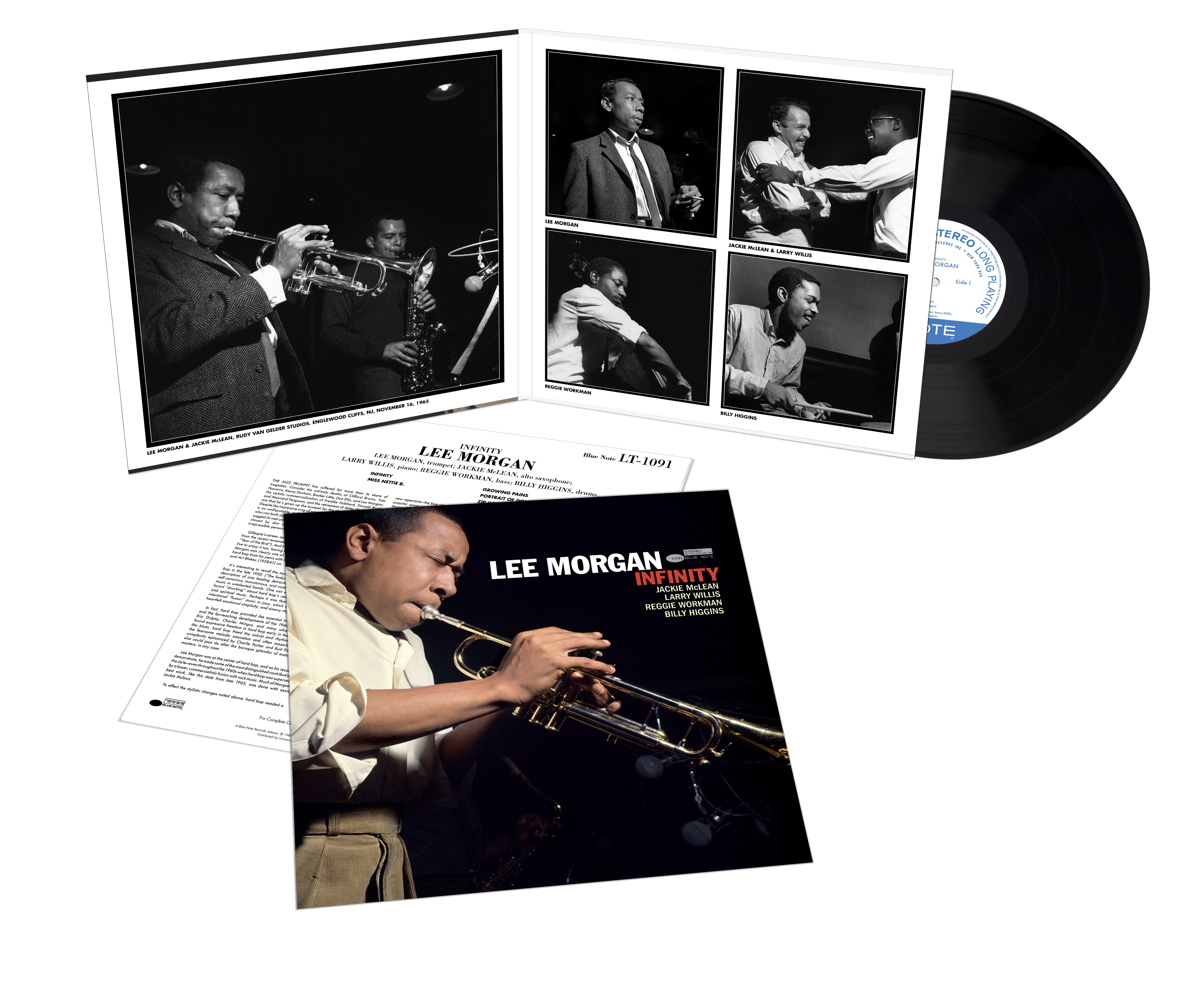 Lee Morgans Albumcover und Fotos, Vinyl Schallplatte auf weißem Hintergrund.