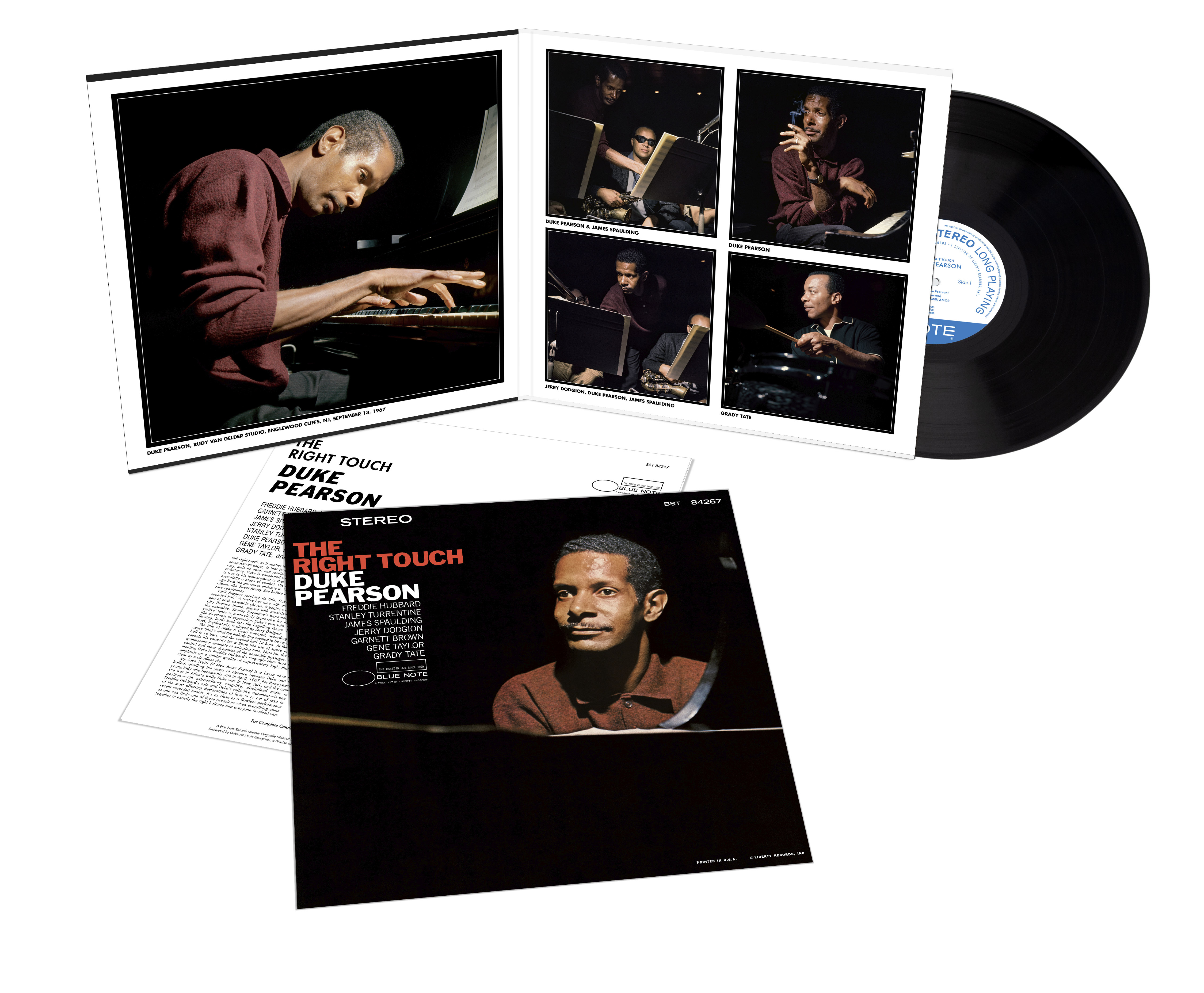 Albumcover und Vinyl-Schallplatte von Duke Pearsons Album 'The Right Touch'.