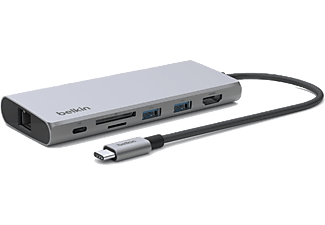 BELKIN INC009 USB- C’den 7’si Bir Srada Çoklayıcı Adaptör Gri_0