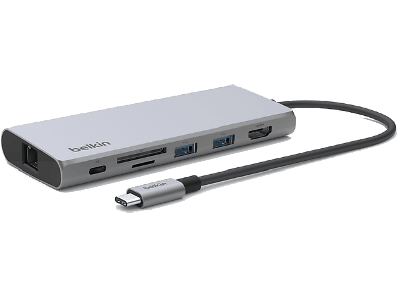 BELKIN INC009 USB- C’den 7’si Bir Srada Çoklayıcı Adaptör Gri_0