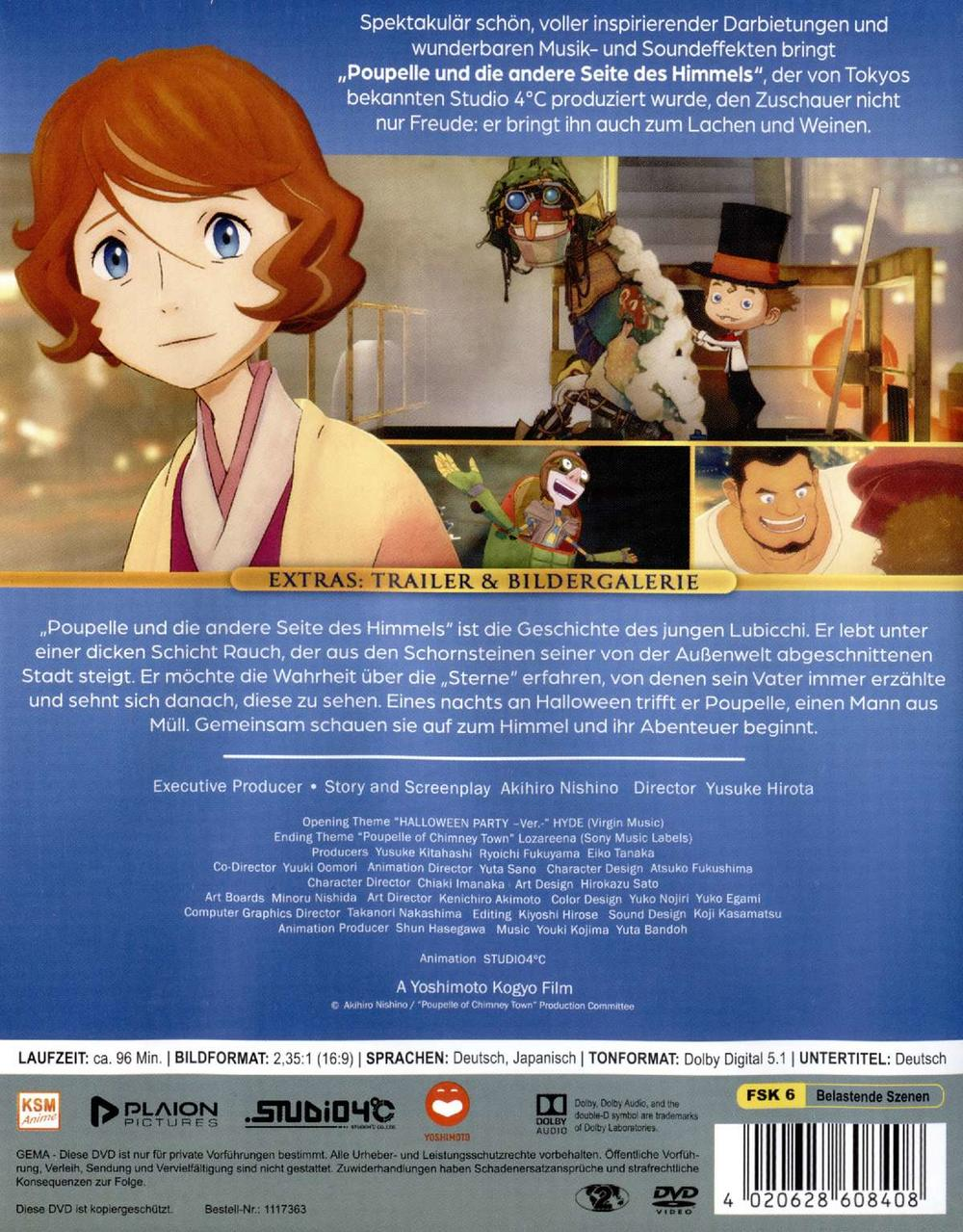 Rückseite einer DVD-Hülle mit japanischem Text und Charakterbildern. Der Hintergrund ist weiß.