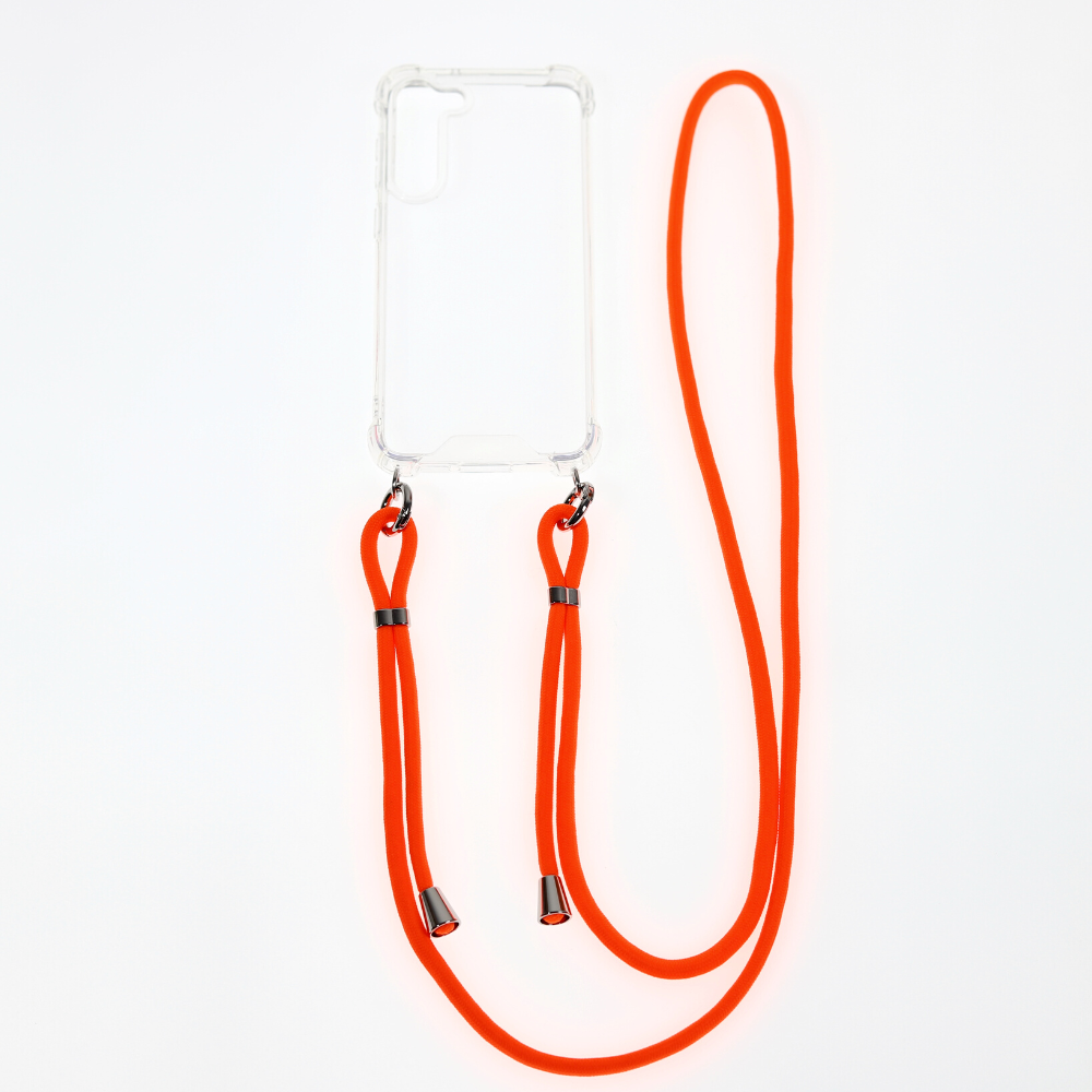 CASE AND PRO iPhone 14 Pro TPU+PC átlátszó tok akasztóval, narancssárga (FEST-IPH1461P-O)