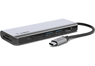 BELKIN USB-C’den 7’si Bir Arada Çoklayıcı Adaptör Gri_0