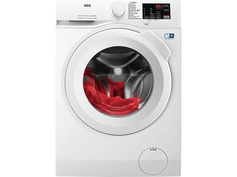 Waschmaschine AEG L6FBF56490 Serie 6000 ProSense® mit Mengenautomatik  Waschmaschine (9 kg, 1351 U/Min., A) | MediaMarkt