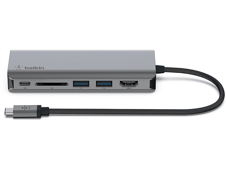 BELKIN USB-C’den 4’ü Bir Arada Çoklayıcı Hub Gri_1