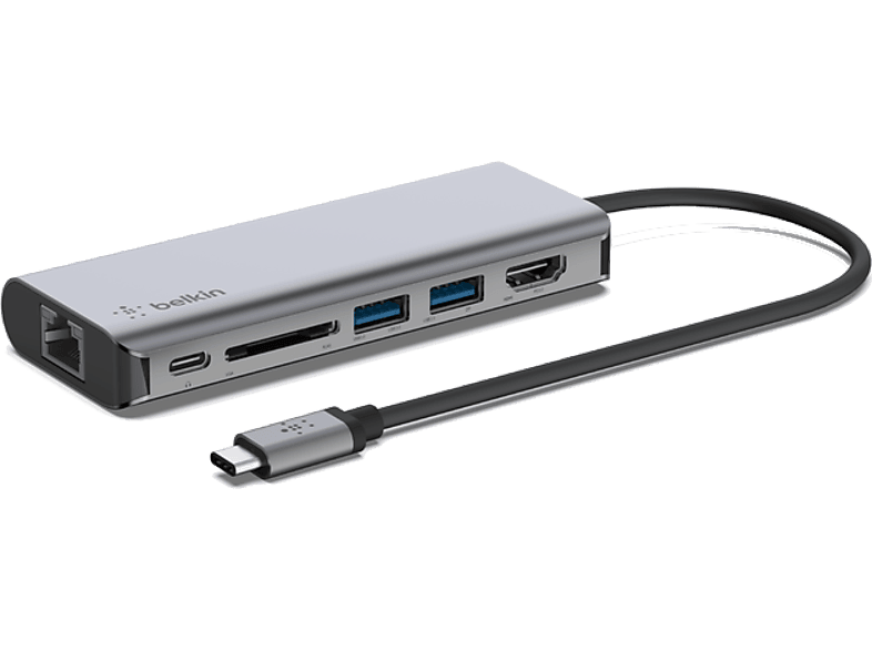 BELKIN USB-C’den 4’ü Bir Arada Çoklayıcı Hub Gri_0