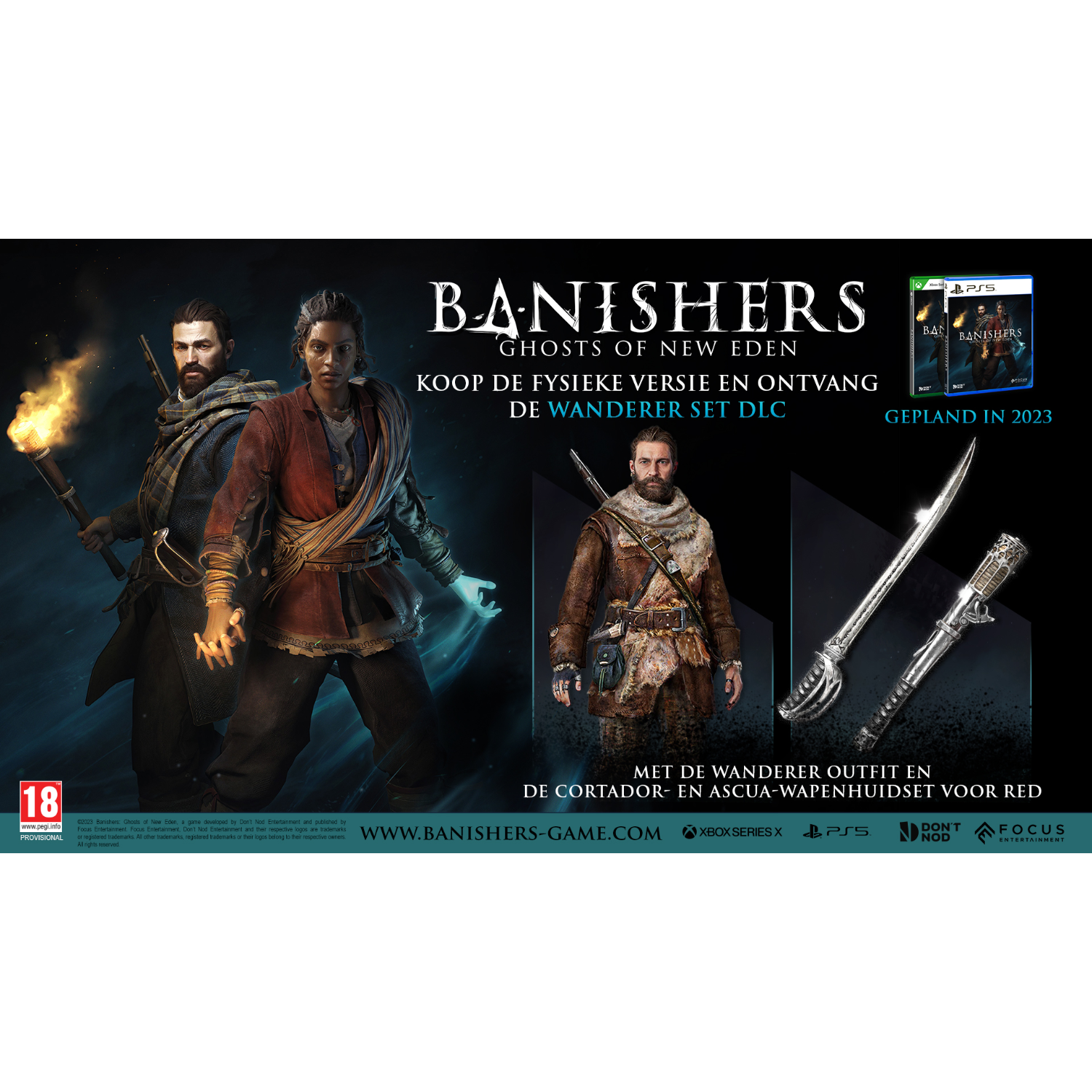Game cover with three characters, a sword, and a game console.