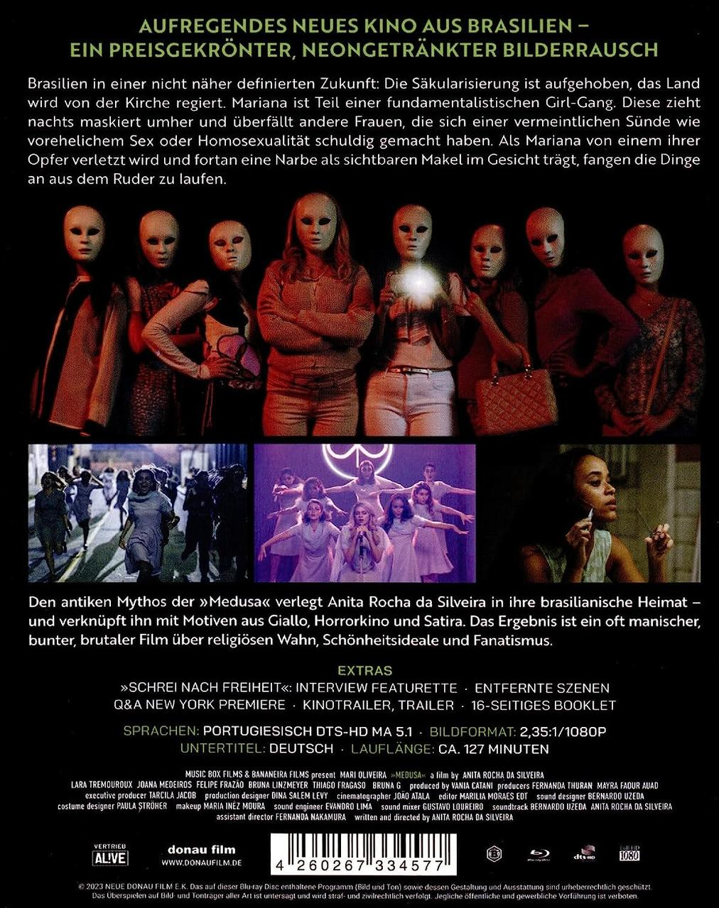 Eine DVD-Hülle mit maskierten Personen, Text in mehreren Sprachen und einer Filmszene.