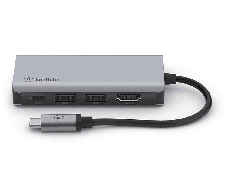 BELKIN USB-C’den 4’ü Bir Arada Çoklayıcı Adaptör Gri_1