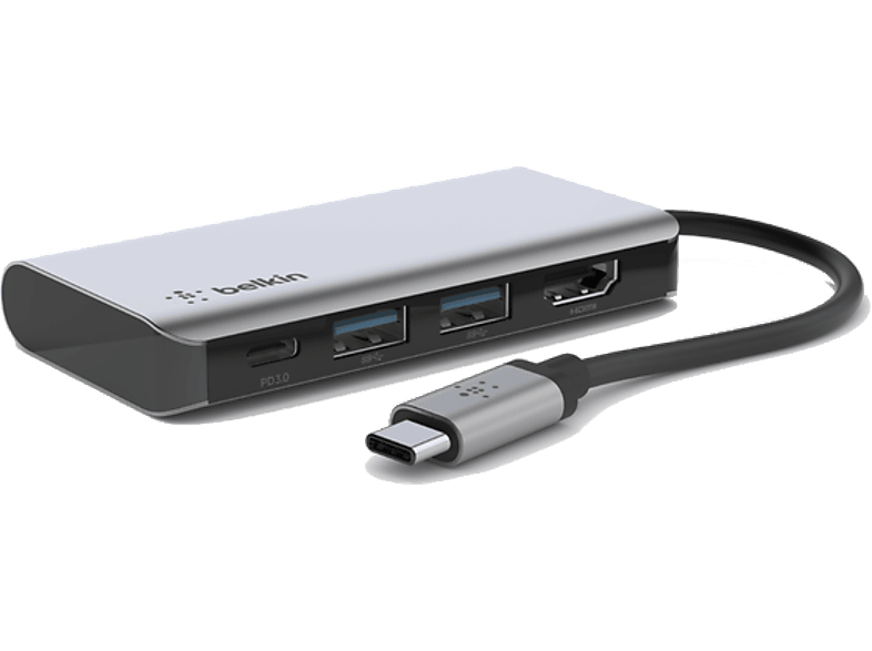 BELKIN USB-C’den 4’ü Bir Arada Çoklayıcı Adaptör Gri_0