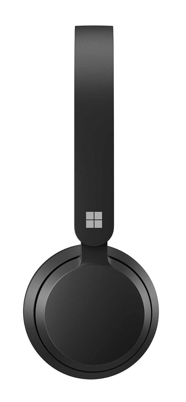 Czarne słuchawki nauszne o minimalistycznym designie, widok z przodu.