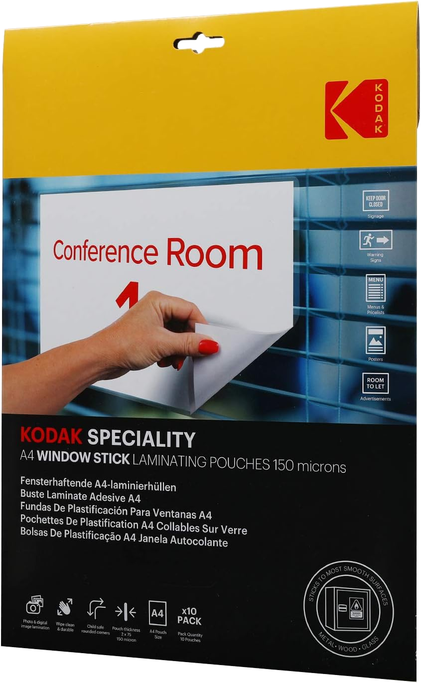 KODAK üvegre tapadó lamináló fólia A4, 150 micron, 10 db (KO-LMA4RW-PK10C)