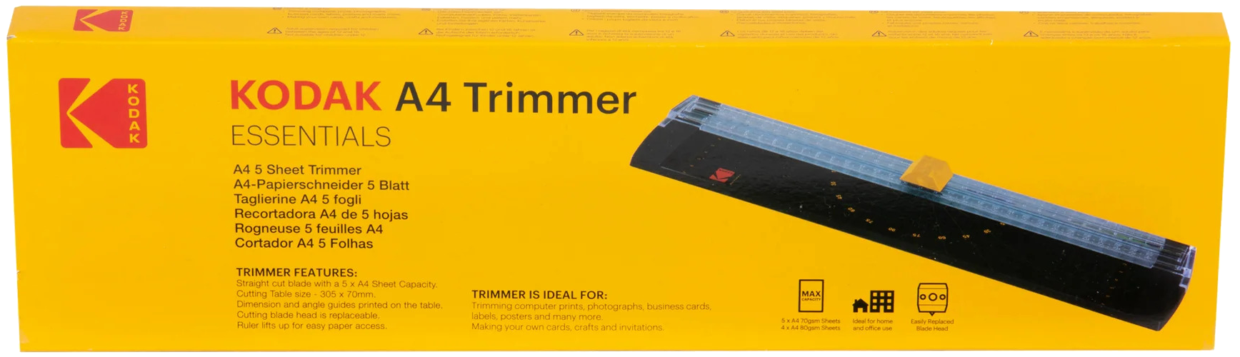 Egy Kodak A4 trimmer doboz szöveggel és egy trimmerrel.