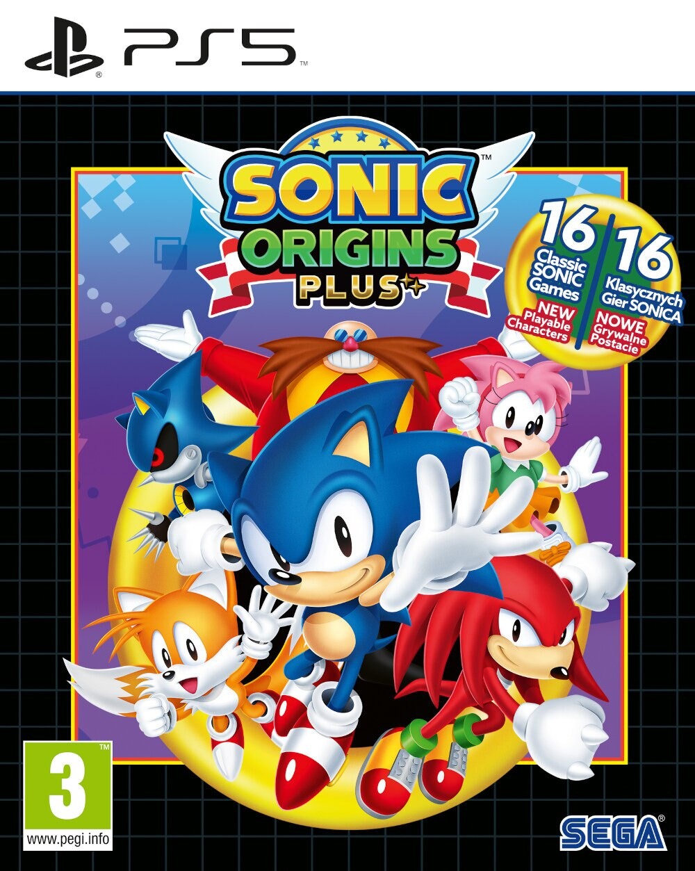 Okładka gry PS5: Sonic i przyjaciele. Tytuł: Sonic Origins Plus.
