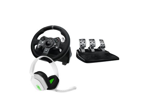 LOGITECH G920 Driving Force Rennlenkrad und Bodenpedale für Xbox One & PC  +Astro A10 Gen 1 Gaming Headset, Rennlenkrad + Kabelgebundenes Headset,  Wheel: Schwarz, Headset: Weiß Xbox One Kabel & Zubehör