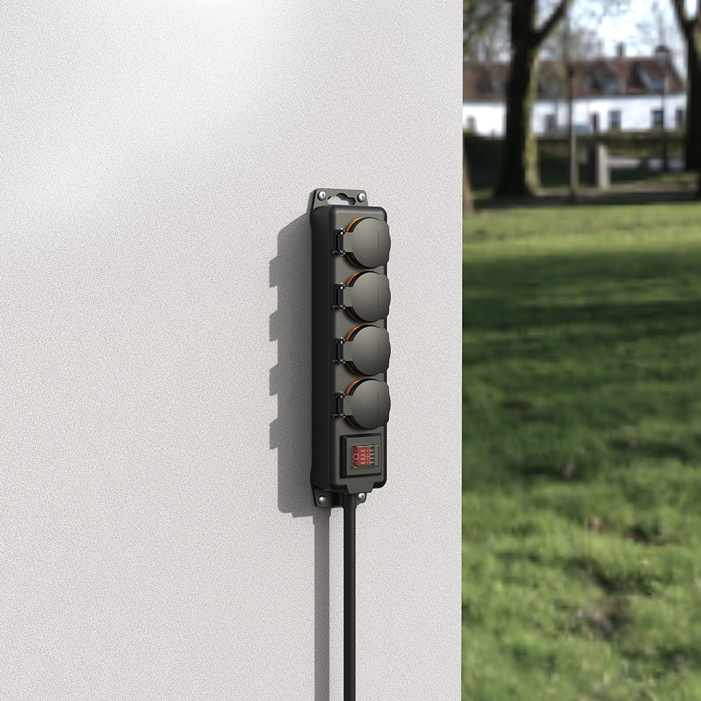 HAMA 223064 Stekkerdoos 4V IP44 schakelaar 4m Zwart