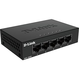 Switch - D-Link DGS-105GL, 5 Puertos, sin gestión, Gigabit Ethernet LAN, RJ-45, Plug&Play, Negro