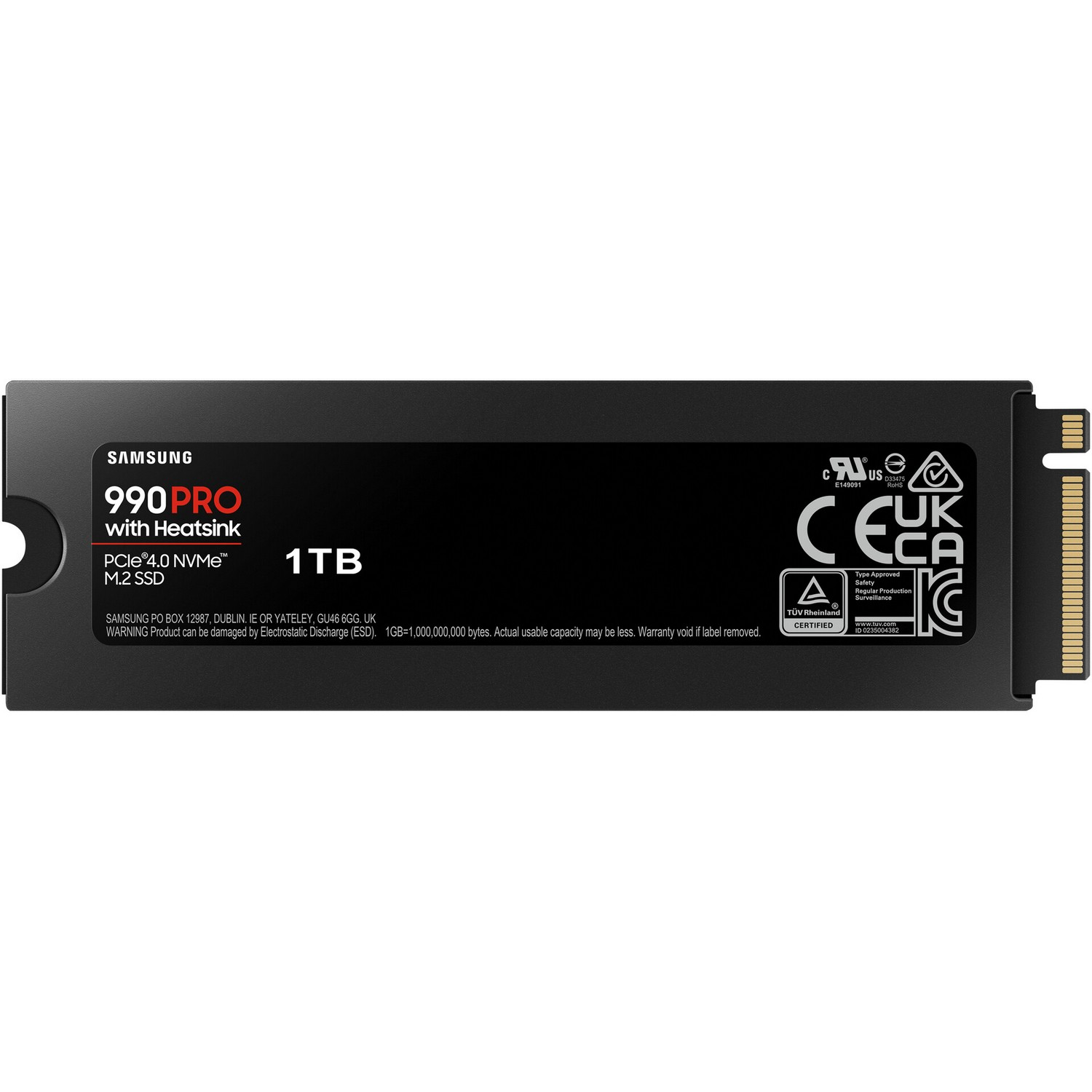Een zwarte Samsung 990 Pro SSD.