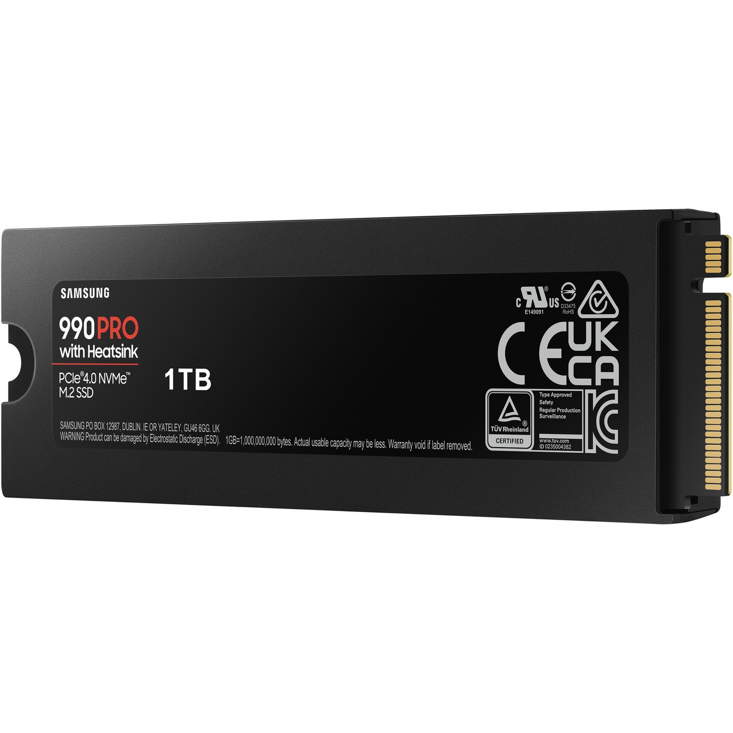 Zwarte SSD met witte tekst op zwarte achtergrond, met meerdere logo's.