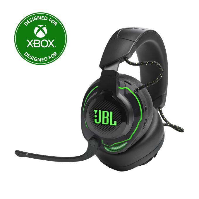 Auriculares gaming JBL Xbox negros y verdes. Con micrófono y el logo de Xbox.