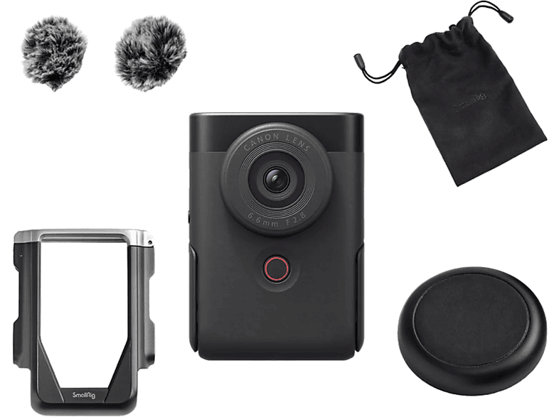 Canon PowerShot V10 Vlogging-Kit Kompaktkamera, 13.1 Megapixel, 4K UHD Video, 6.6mm/f2.8 Objektiv, WLAN/Bluetooth, Schwarz