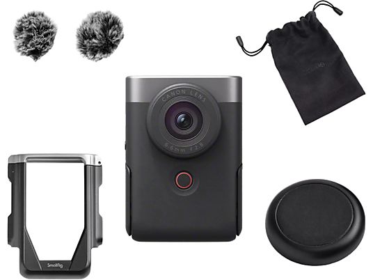 CANON PowerShot V10 Vlogging-Kit Kompaktkamera, 13.1 Megapixel, 4K UHD Video, 6.6mm/f2.8 Objektiv, WLAN/Bluetooth, Silber