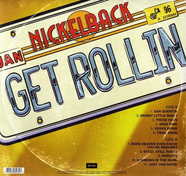 Albumcover für Nickelbacks Album „Get Rollin‘“. Es zeigt den Bandnamen und den Albumtitel.