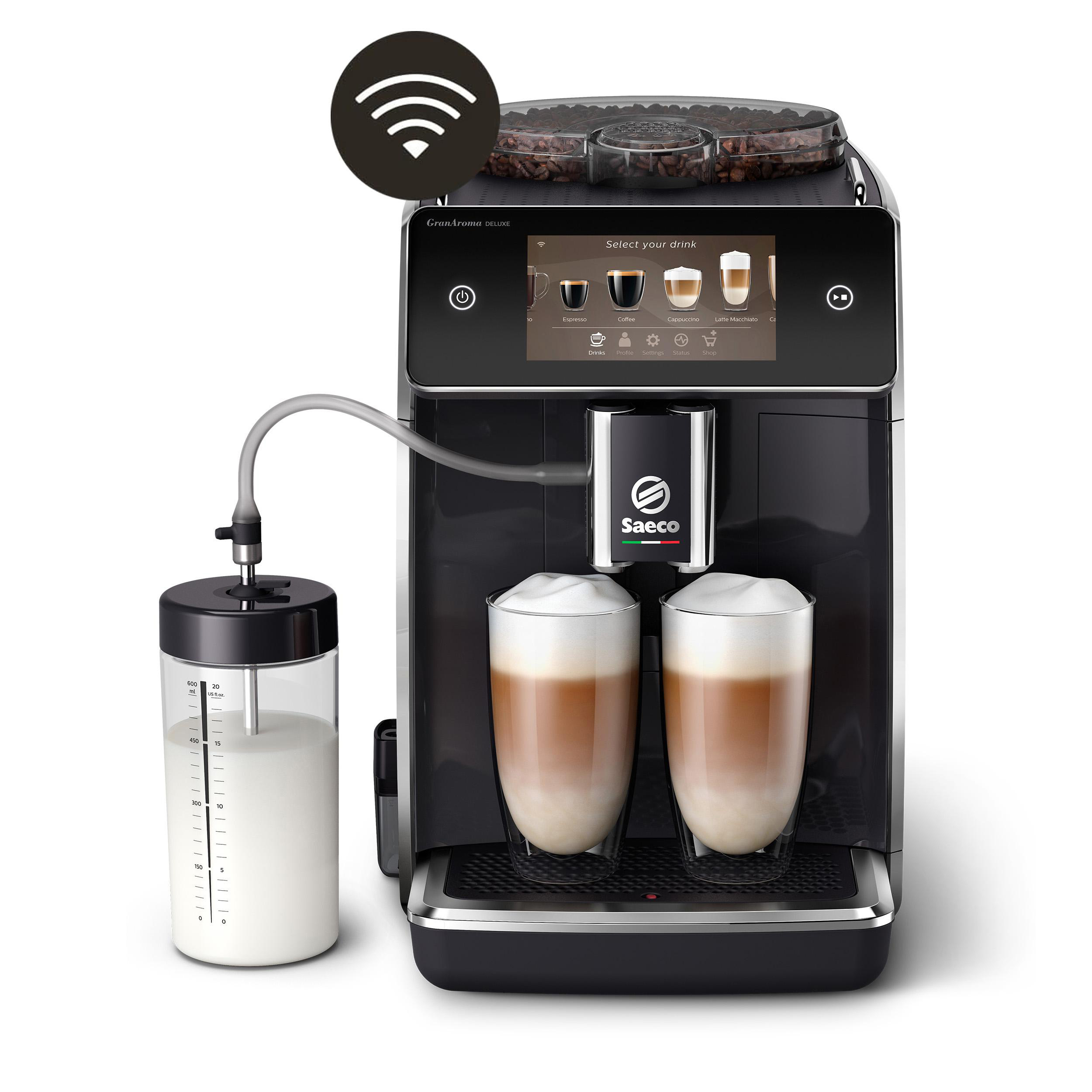 SAECO SM6680/00 GranAroma Deluxe Kaffeespezialitäten Kaffeevollautomat 18 Klavierlack-Schwarz