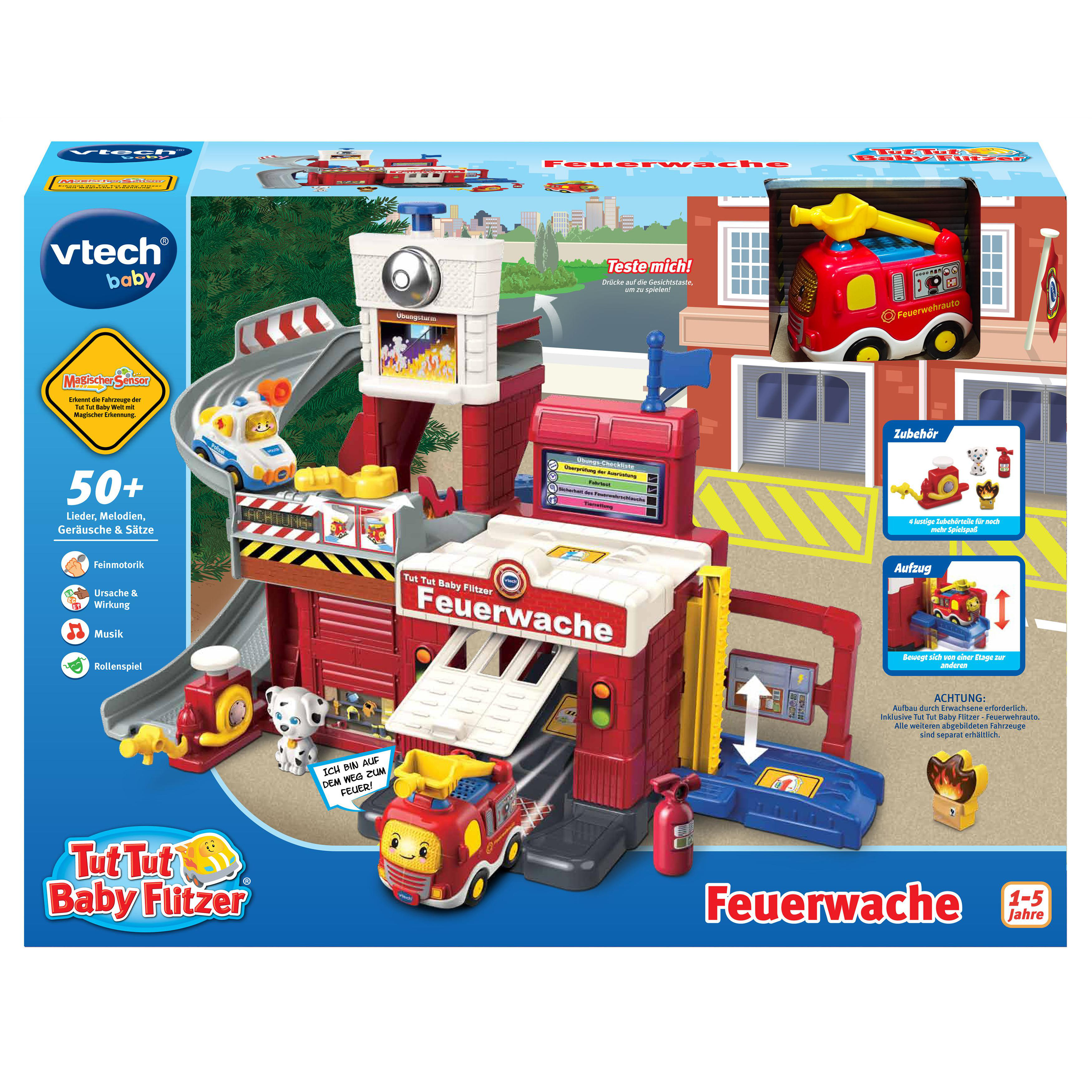 VTECH Tut Tut Baby Flitzer - Feuerwache Spielzeugauto, Mehrfarbig