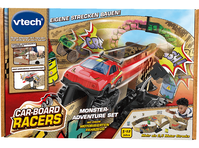 VTECH Car-Board Racers - Set Mehrfarbig Rennbahn, Monster-Adventure