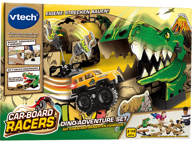 VTECH Car-Board Racers Set Dino-Adventure - Rennbahn, Mehrfarbig
