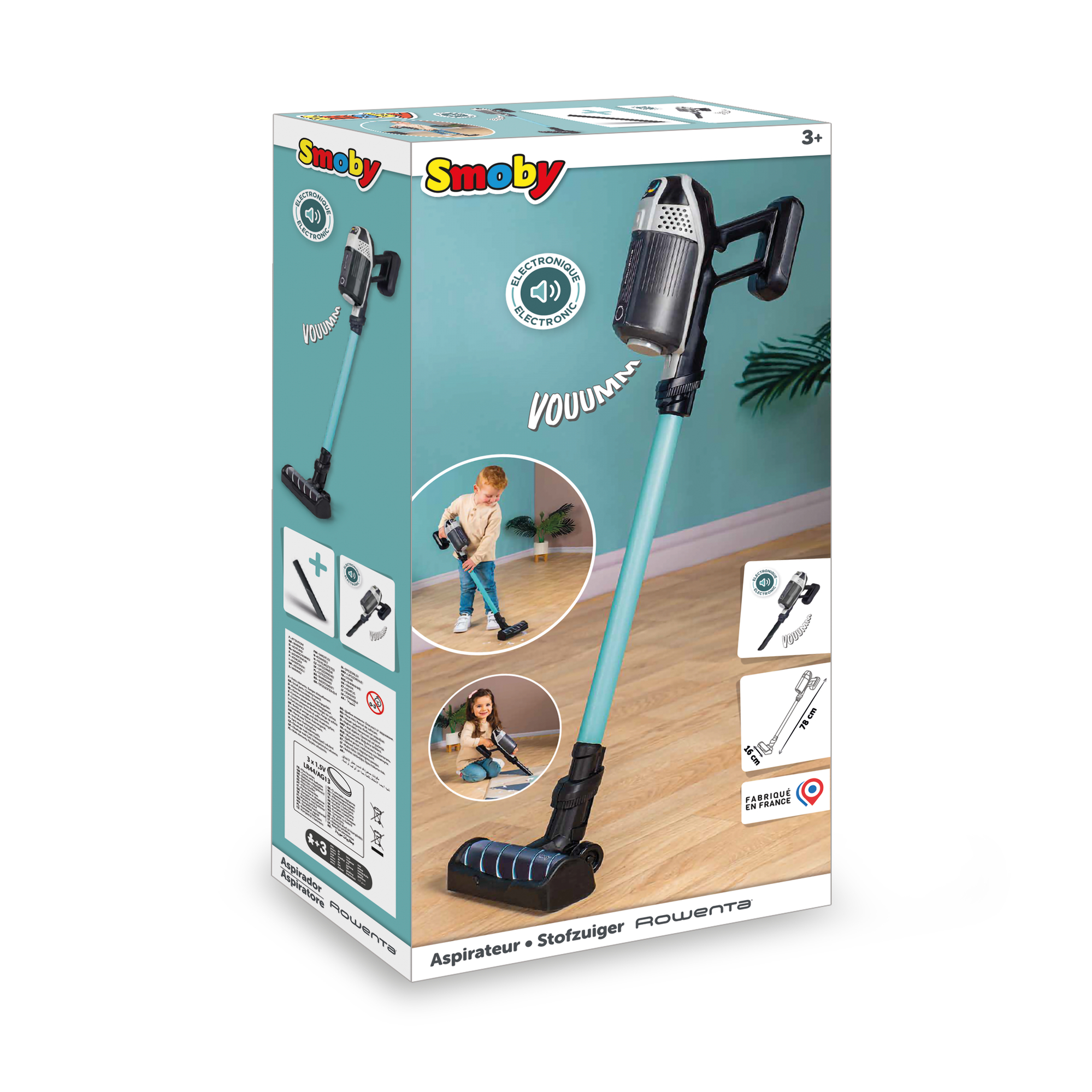 SMOBY Kinder-Stielstaubsauger Rowenta X Force Flex Spielset Mehrfarbig