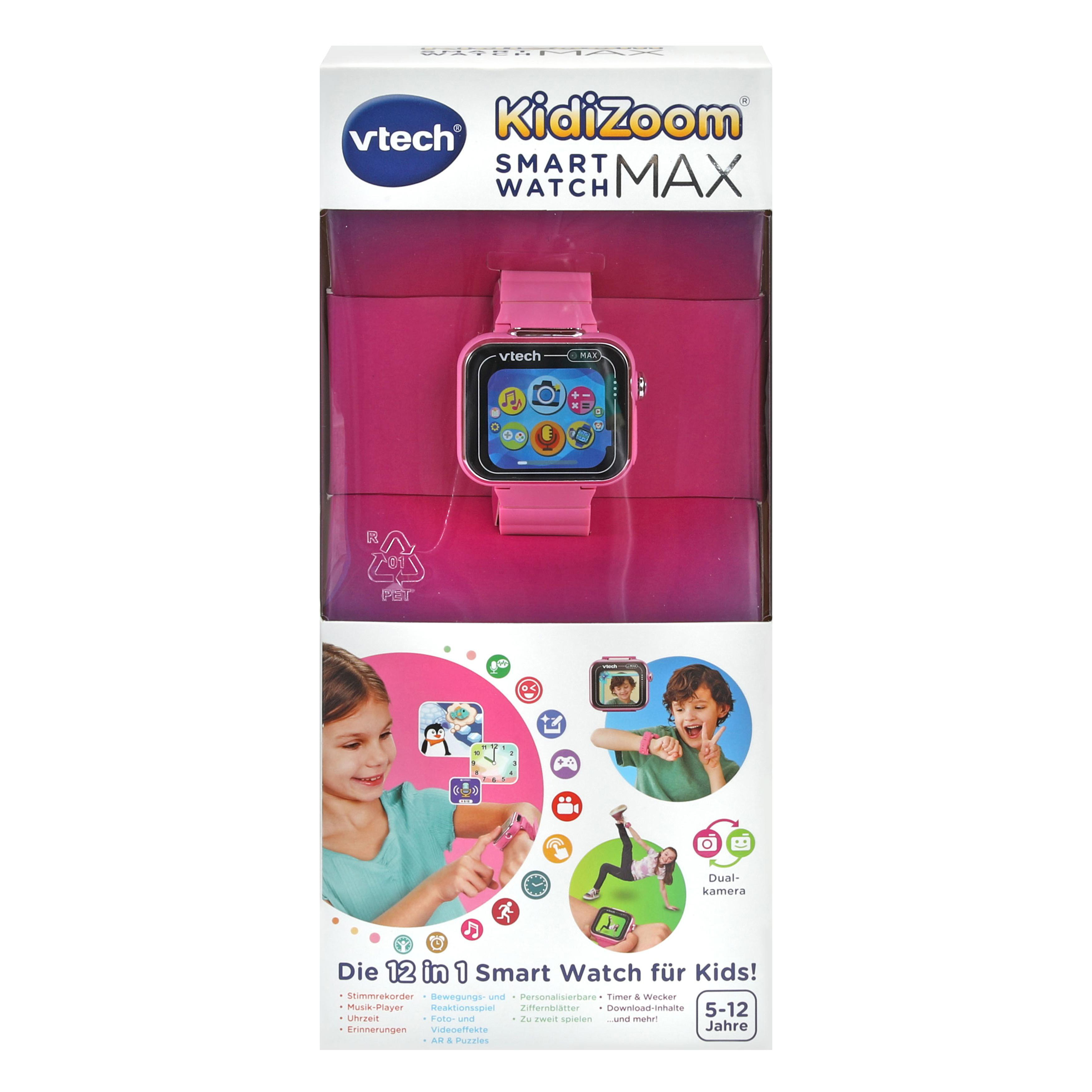 VTECH KidiZoom MAX Mehrfarbig Kinder-Smartwatch, pink