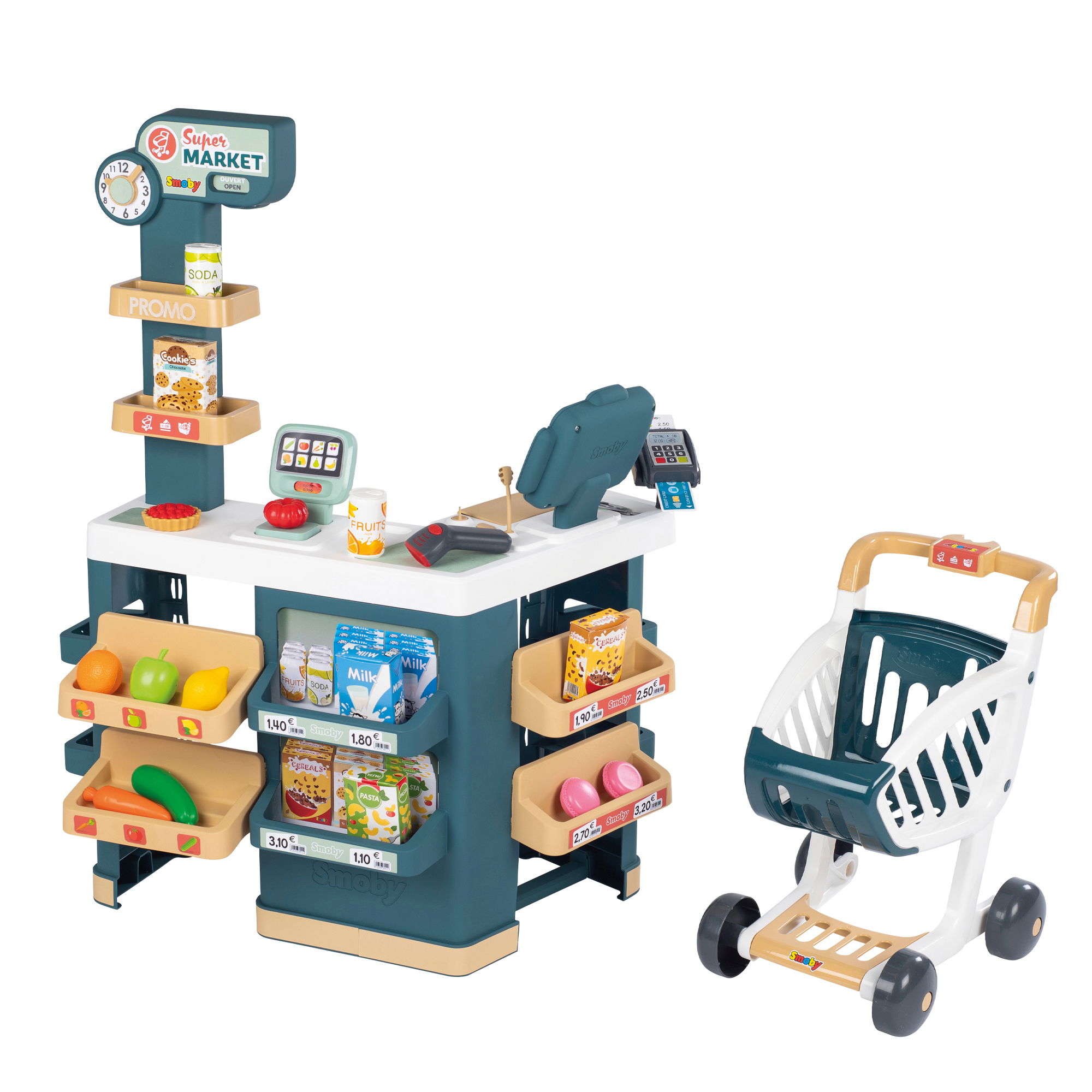 Mehrfarbig mit Spielzeug Supermarkt Einkaufswagen SMOBY