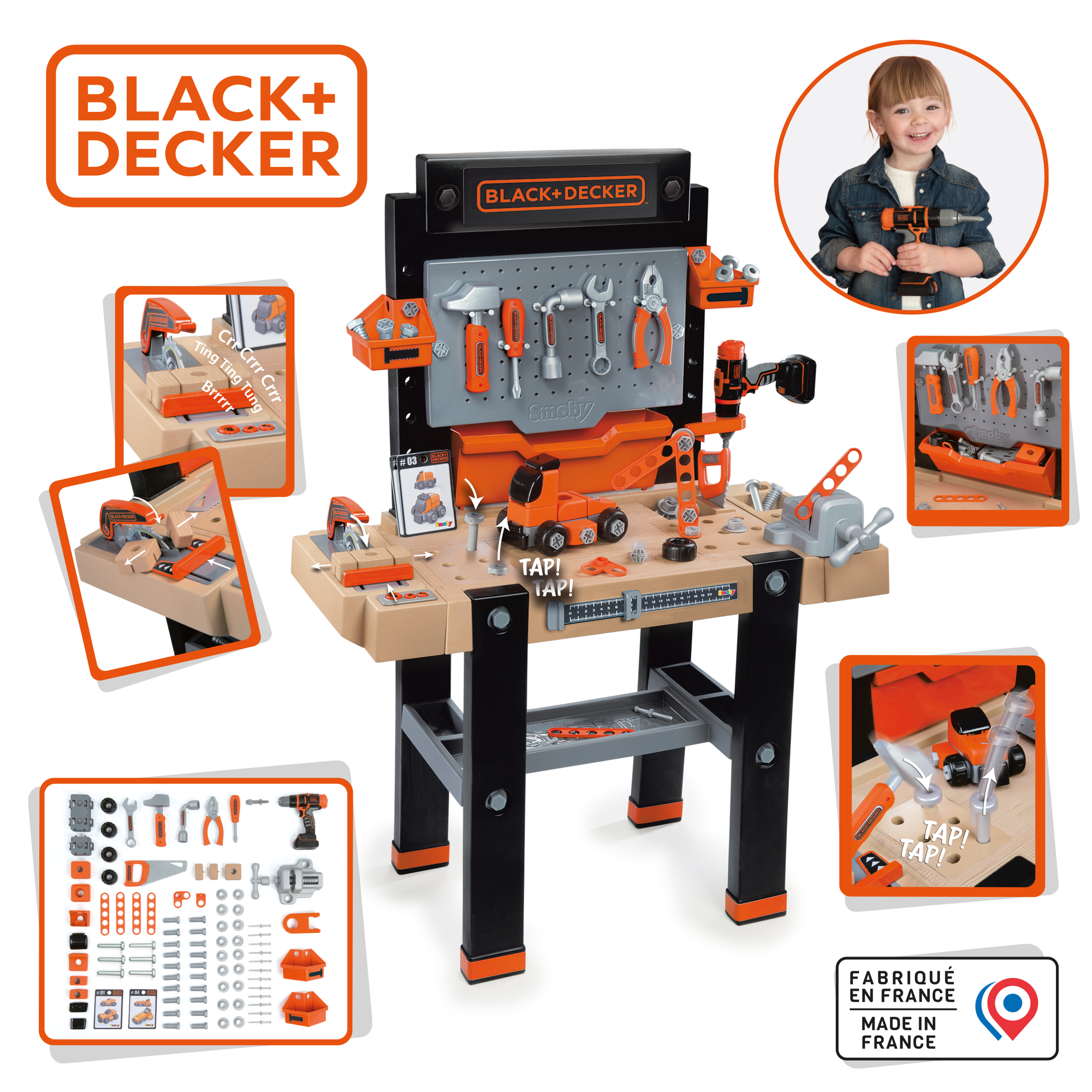 Werkbank SMOBY Mehrfarbig Spielset Center Super Black+Decker