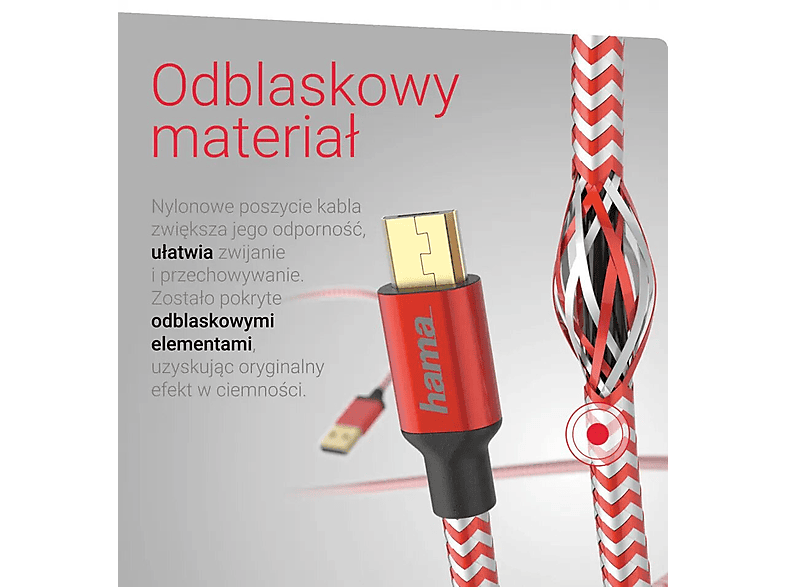 Hama Reflected 3A 1,5m Czerwony – zdjęcie 3