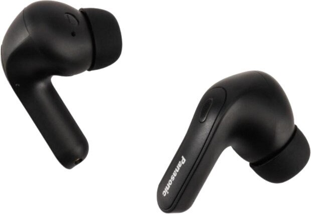 Dwa czarne bezprzewodowe słuchawki w zbliżeniu.