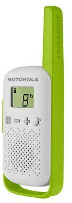 Biało-zielone krótkofalówki. Wyświetlacz pokazuje cyfrę 8.