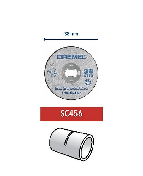 Egy Dremel EZ SpeedClic vágótárcsa, 38 mm átmérővel.