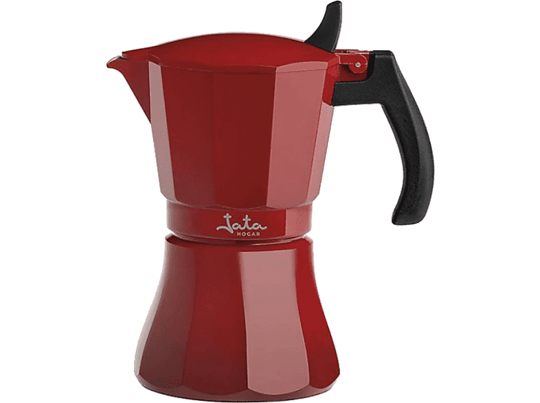 Cafetera tradicional - Jata Hogar HCAF2009, 9 Tazas, Inducción, Aluminio, Rojo